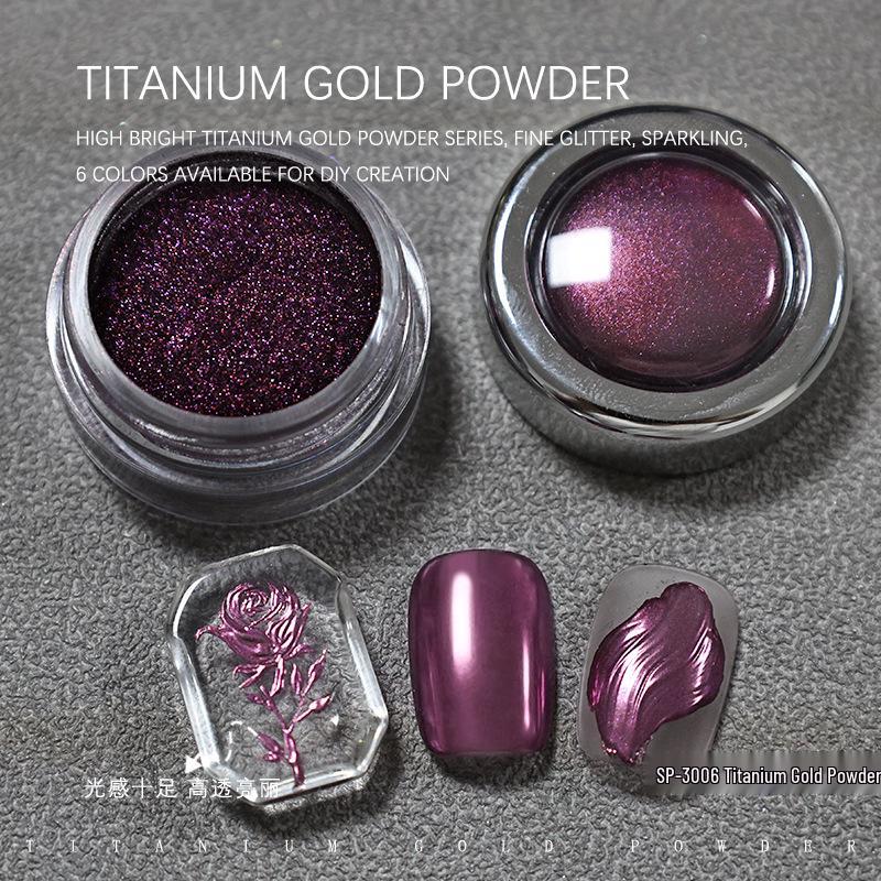 

Титановая волшебная зеркальная пудра: Темно-ночной розово-фиолетовый золотой металлик лазерный глиттер для ногтей