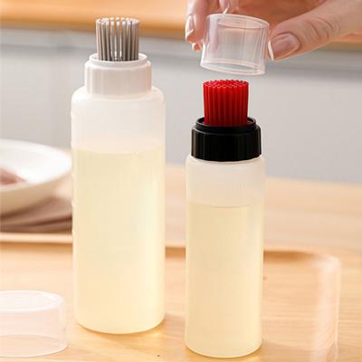 Bottiglia di olio trasparente con scala con setole flessibili, design per uso alimentare, contenitore per olio senza BPA, strumento per friggere