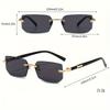2pcs Rimless Fashion Glasses Trendy Cut Edge Fashion Glasses For Driving Travel Beach For Business Men