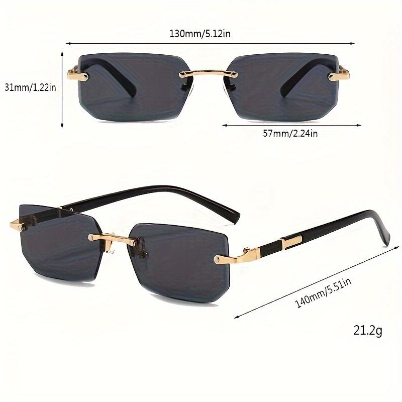 2pcs Rimless Fashion Glasses Trendy Cut Edge Fashion Glasses For Driving Travel Beach For Business Men