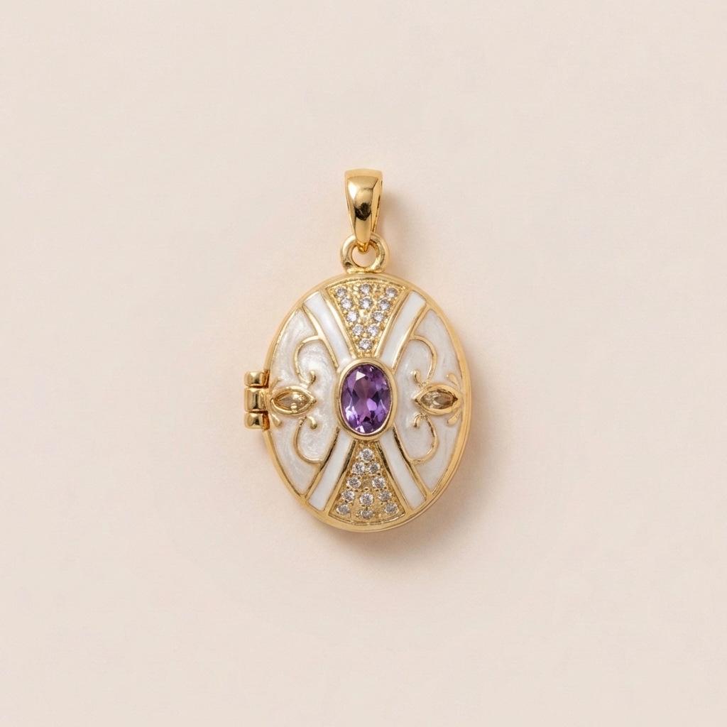 European & American Open-Face Pocket Watch Heart Pendant with 18K Gold Color Retention & Colorful Dripping Oil Painting Design