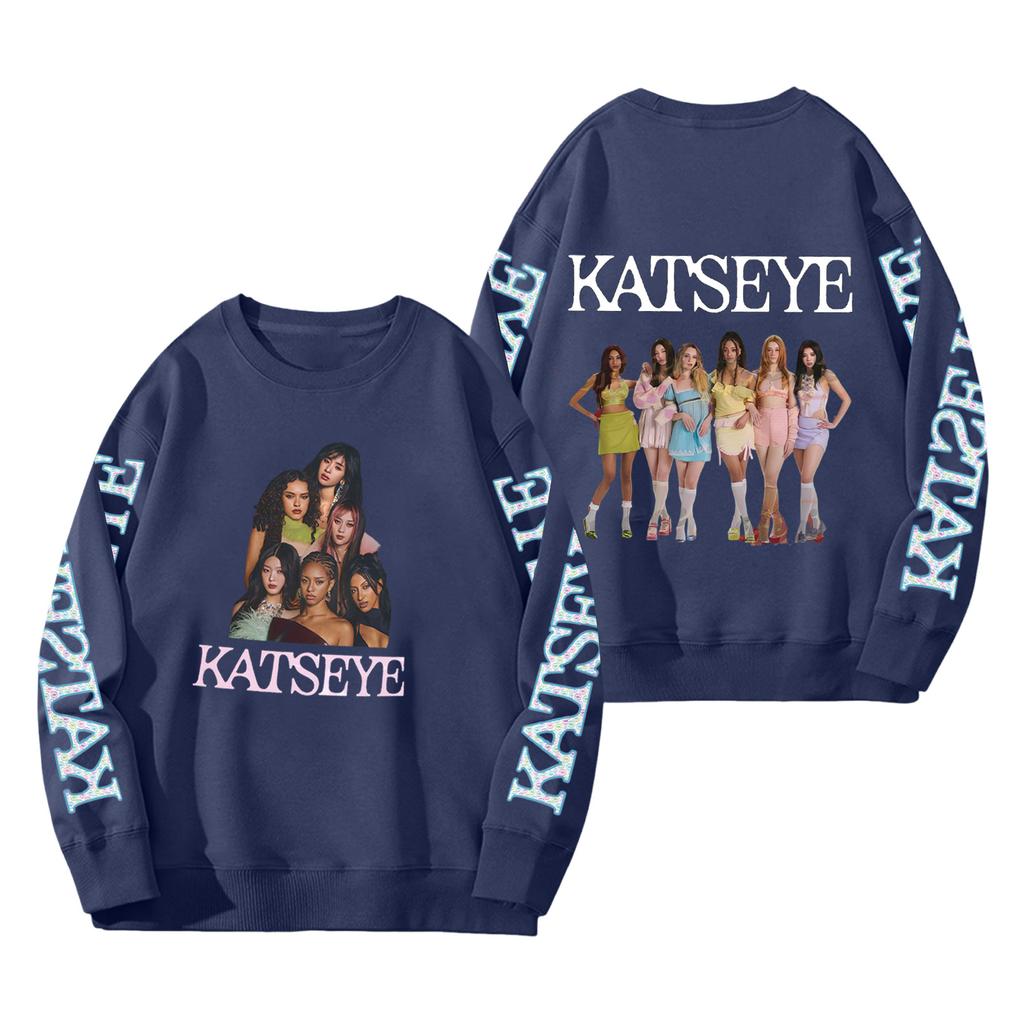 Women's Fashion Long Sleeve Print Round Neck Loose Pullover Sweater Top