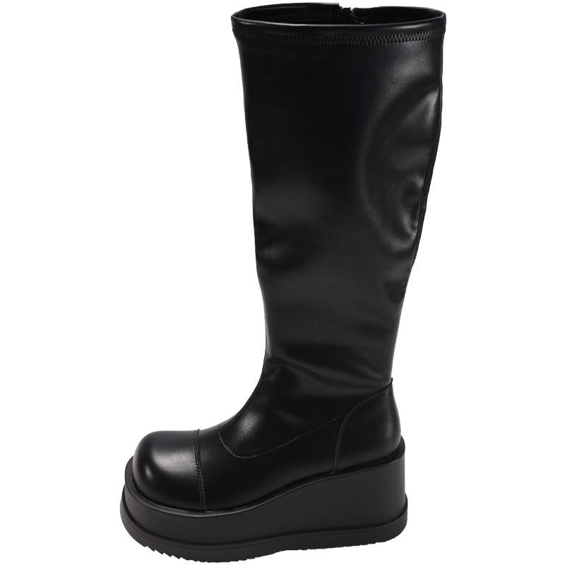 

Thick bottom round head women s summer new simple temperament boots Spice girl beige 40 чёрный