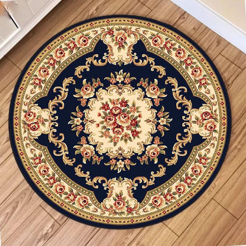 

Класичний Круглий Килим Квітучий , Складний Квітковий Медальйон на Багряному з Богемним Килимом Підлоговий Килимок для Традиційної Вітальні Мода 40x40cm