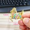 Fashion Zodiac Horse Brooch Personalized Rhinestone Pony Lapel Pins For Women Men Suit Clothing Accessories New Year Gifts