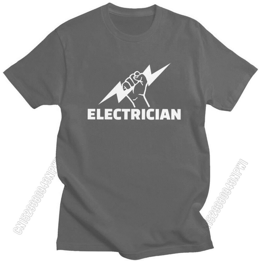 Electrician T Shirt For Men Pure Cotton Tee Engineer Electrical Power Tshirts Short Sleeved T-Shirt Gift