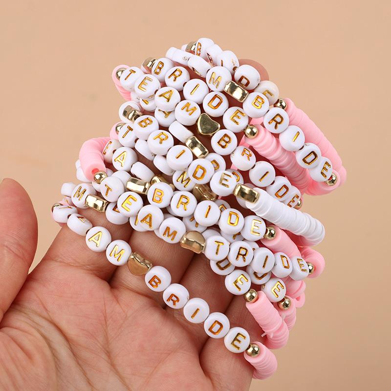 12Pcs Boho Wedding Team Bride Bracelets Bridal Shower Bachelorette Party Decoration Favors Bridesmaid Gifts Wedding Supplies