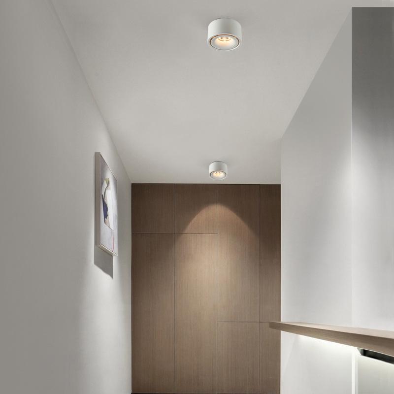 Ultra-thin Surface-mounted LED Downlight: No Hole Required, Round All-Aluminum Ceiling Light for Living Room.