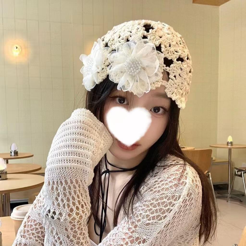 Damen Retro Handgefertigt Japanische Strick Slouchy Mütze