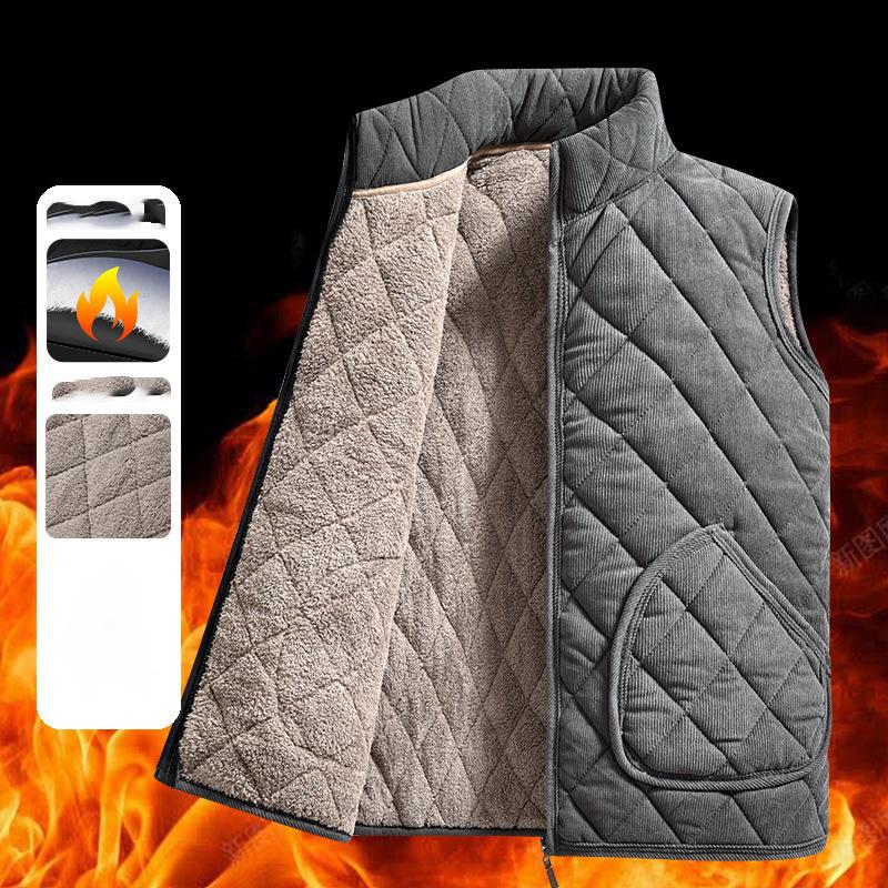 

Mens Winter Jacket Windproof Thickened Padded Jacket Casual Diamond Warm Fleece Lined Coat Middle-Aged Dad s Solid Outdoor Wear XXXXXL