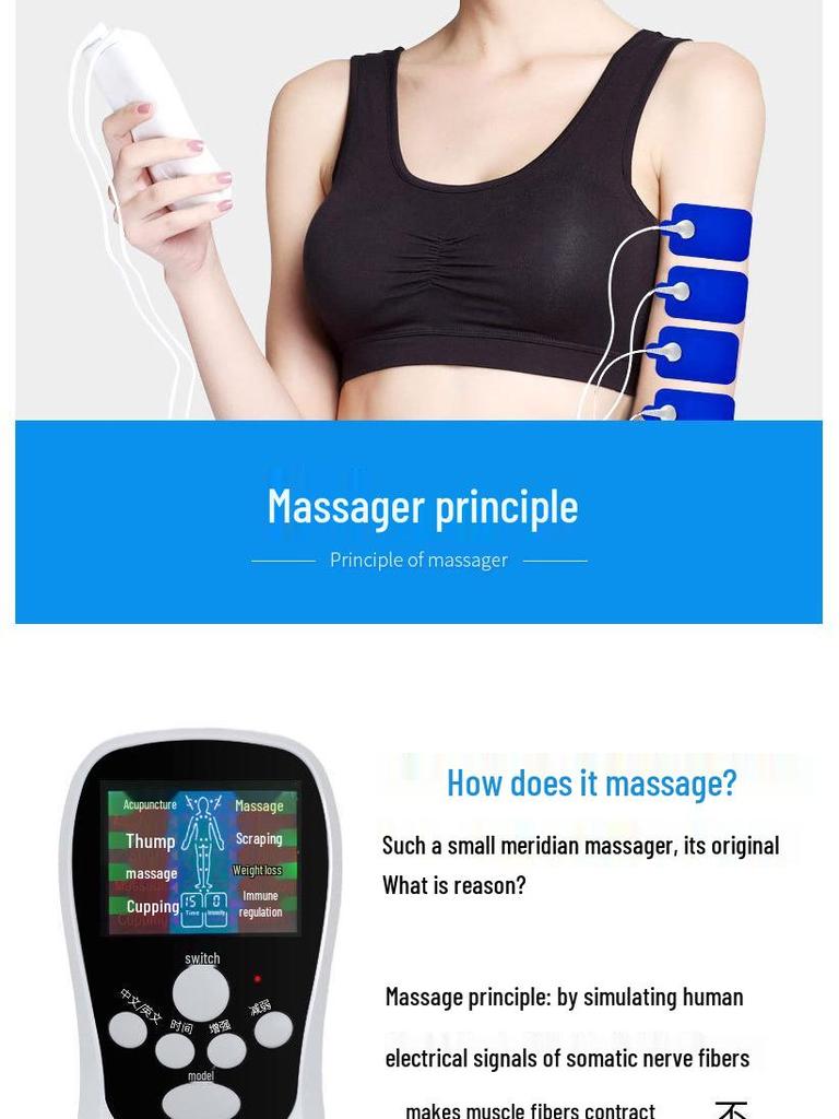 Low-Frequency Pulse Microcurrent Electrotherapy Massager for Full-Body Meridian Dredging and Physiotherapy
