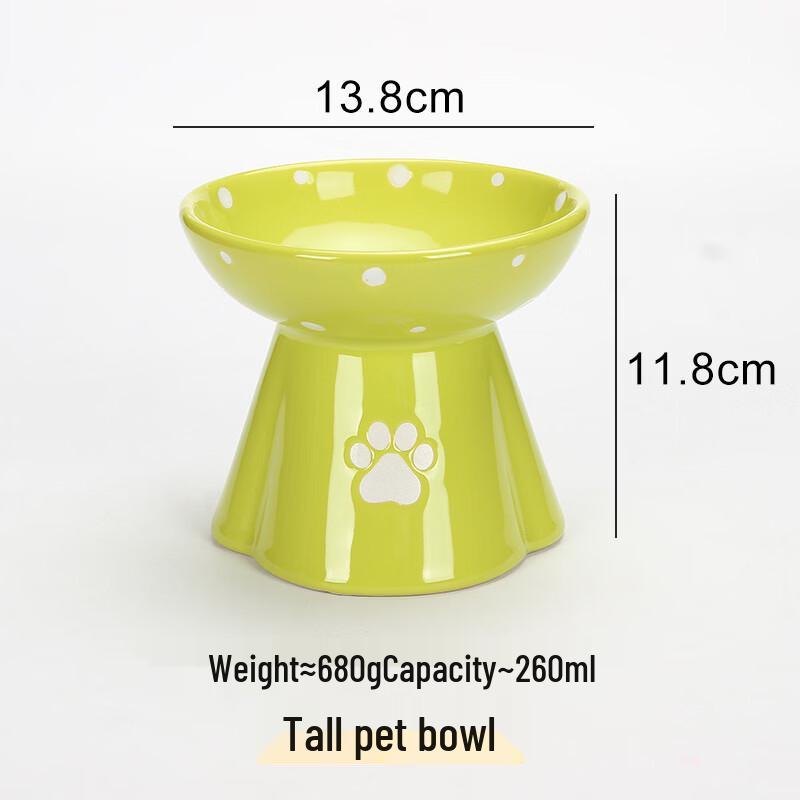 Yipan Polka Dot High-Foot Ceramic Pet Bowl