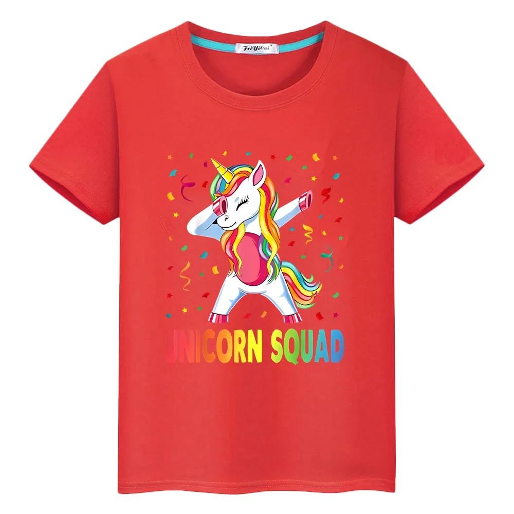 Unicorn print t shirt for kids boys 10years 100%Cotton anime Short  Kawaii Tops pride tshirt y2k one piece kids clothes girs Cute Tops graphic T-shirt