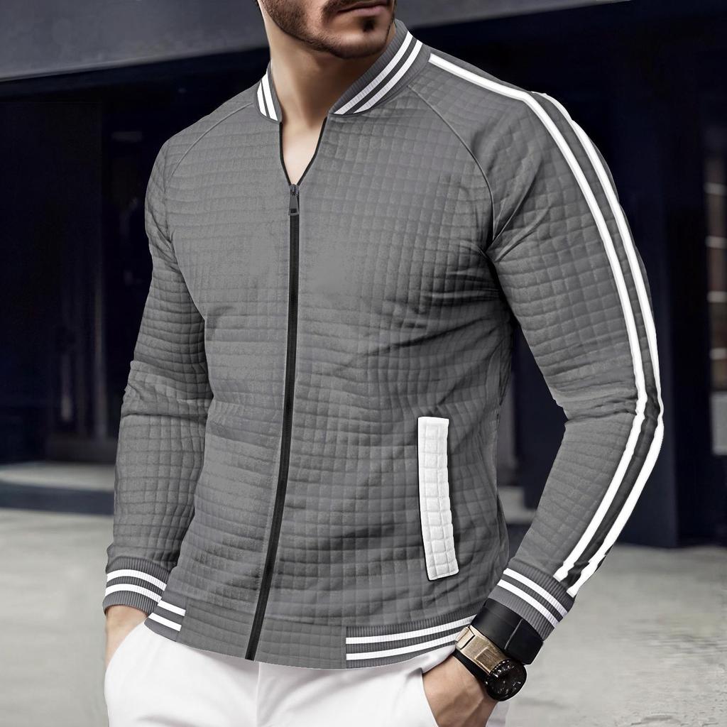 Giacche Europee E Americane, Giubbotti da Baseball, Taglie Grandi, Collo Alto, Zip Monocolore, Giacche Versatili da Esterno, Top