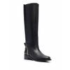 Ferragamo Vara Chain Knee High Boots Black