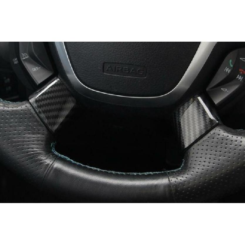 Carbon Fiber Steering Wheel Sheet Cover Trim 2PCS For Ford Escape Kuga 2013-2016