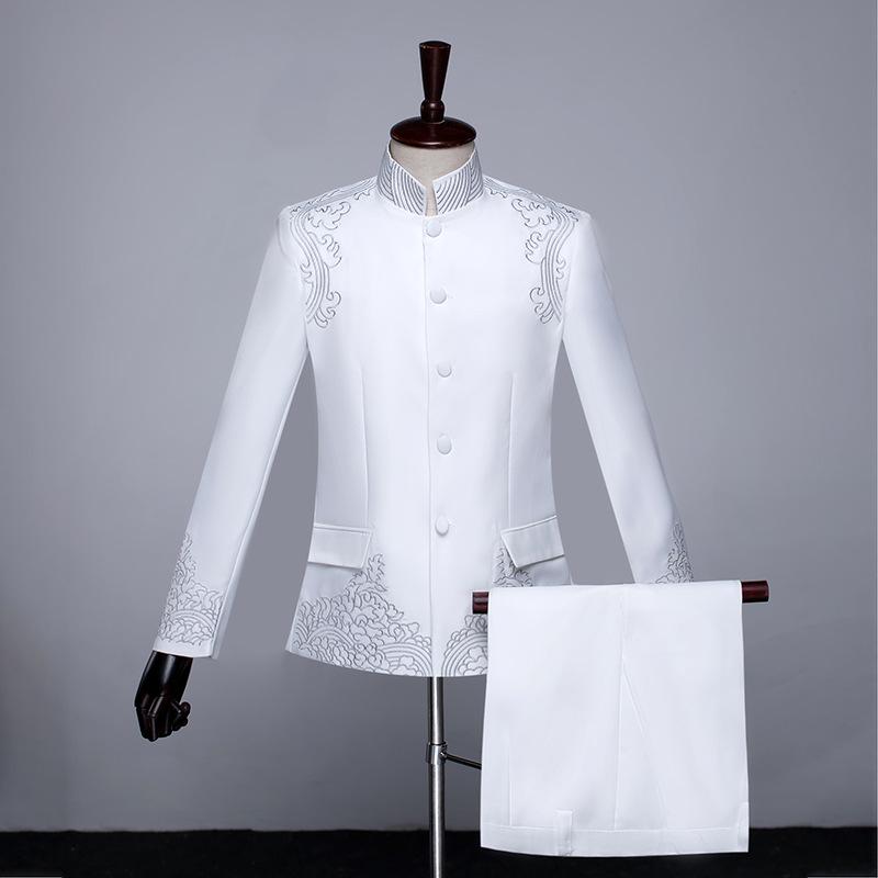 Men's Zhongshan Suit Embroidered Choir & Graduation Costume - Chinese Style