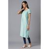 Aurelia Women's Cotton Geometric Regular Kurta (22FEA12879SS-701898_Teal Green_XS)