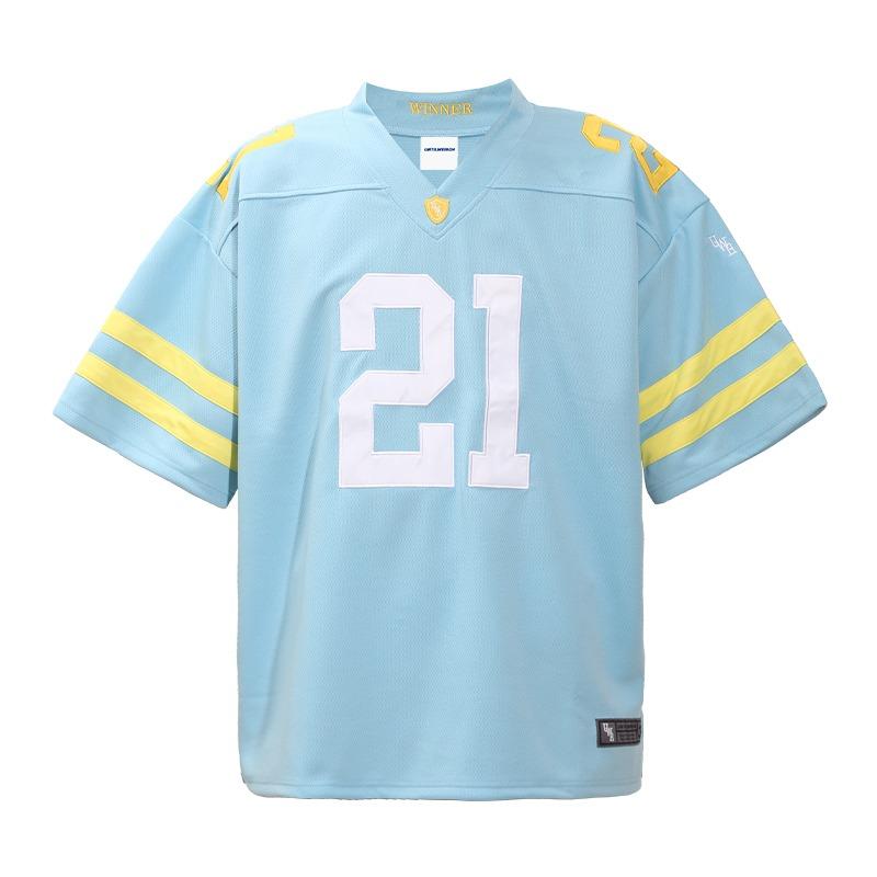 T-shirt Oversize Américain #21 Manches Courtes Été Homme Maille Séchage Rapide Respirant Rugby Basketball T-shirt Maillot de Sport