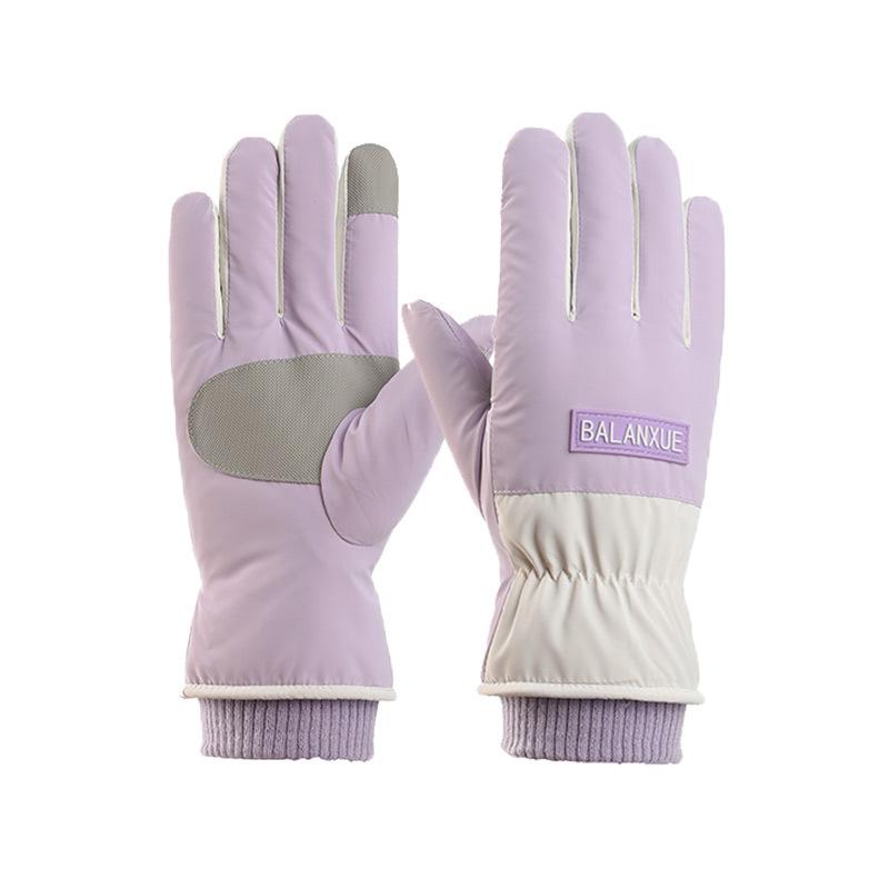 Zimowe aksamitne pogrubione rękawice narciarskie z ekranem dotykowym wiatroszczelne i zimoodporne rękawice do sportów na świeżym powietrzu antypoślizgowe ciepłe rękawice damskie