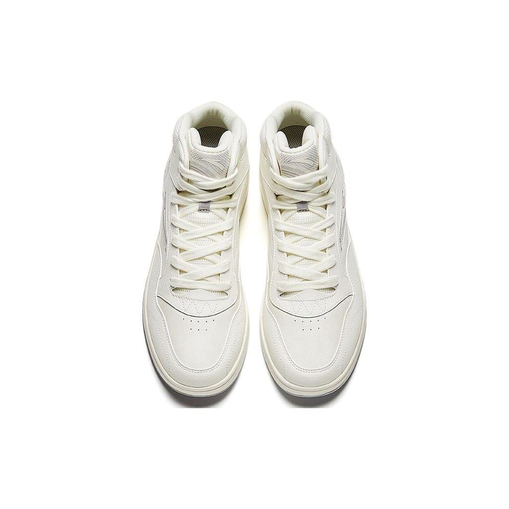 Anta Textile, Synthetic Leather Comfortable Cushioning, Wear Resistant High Top Skateboard Shoes Men's Ivory White 912348087-1