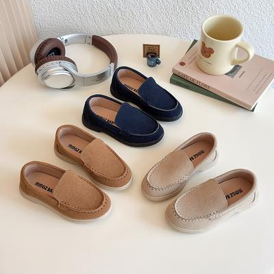 Frühling Kinder Loafer Wildleder Minimalistisch Trendig Unisex Jungen Mädchen Lederschuhe Vielseitig Rutschfest Solide Kinderschuh