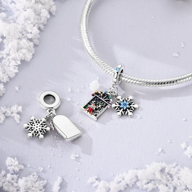 Charms Platachristmas Rentier Schneeflocke Perlen Passend für Originalarmbänder Charms Für Frauen Schmuck DIY Herstellung Geschenke