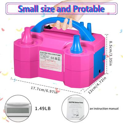 Electric Balloon Pump, Portable Dual Nozzle Electric Air Balloon Pump Inflator Blower Machine for Party Decorations