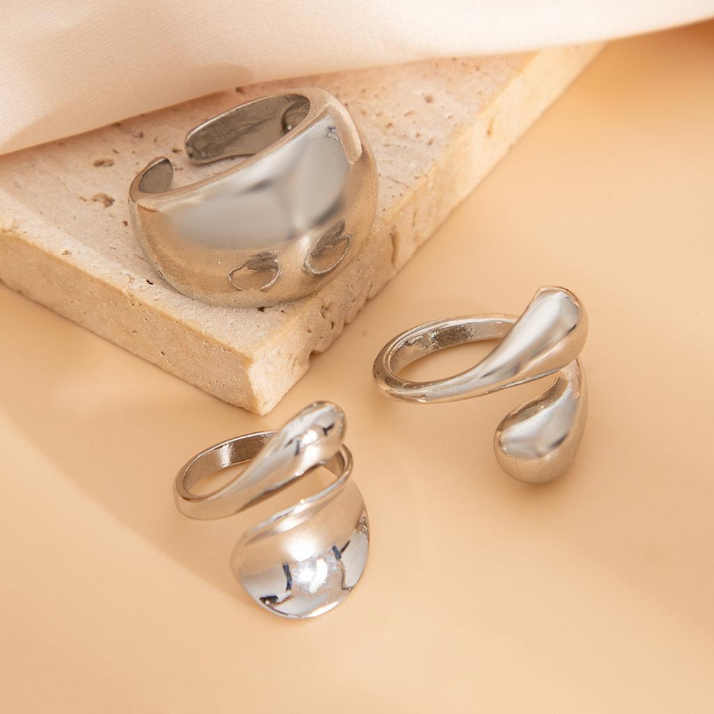 Wind Metal Smooth Water Droplet Hug Ring Female, Personality Design Sense Open Ring Rings