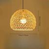 35cm Hand-woven Rattan Art Chandelier Round Fish Scale Bamboo Weaving Lamp Pastoral Retro Balcony Restaurant Chandelier