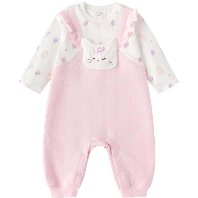 Balabala Infant Faux Two-Piece Long Sleeve Romper