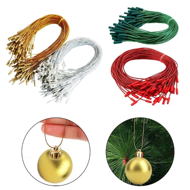 Pack of 200 Ornament Hook with Clip Locking Christmaas Pendants Hangers Fasteners for Holiday Decorations Pre Cut String