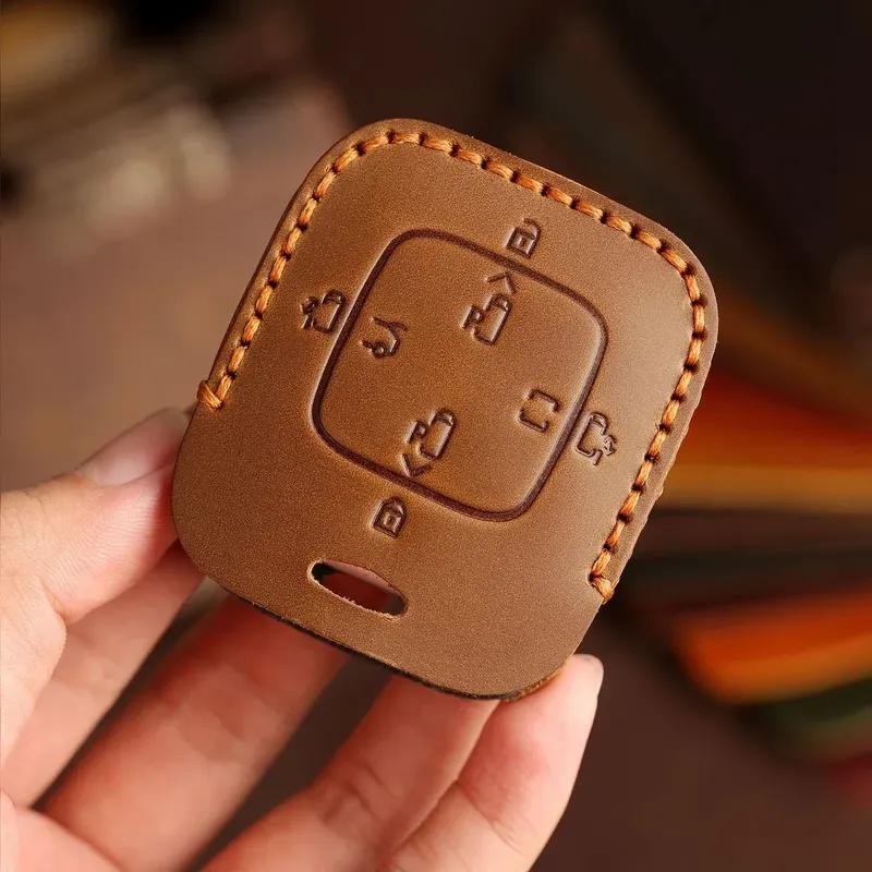 Leather Car Key Case Cover Holder Keychain Shell for Zeekr 001 Bluetooth Physical Key for Zeekr 009 Car X Remote Key Protector