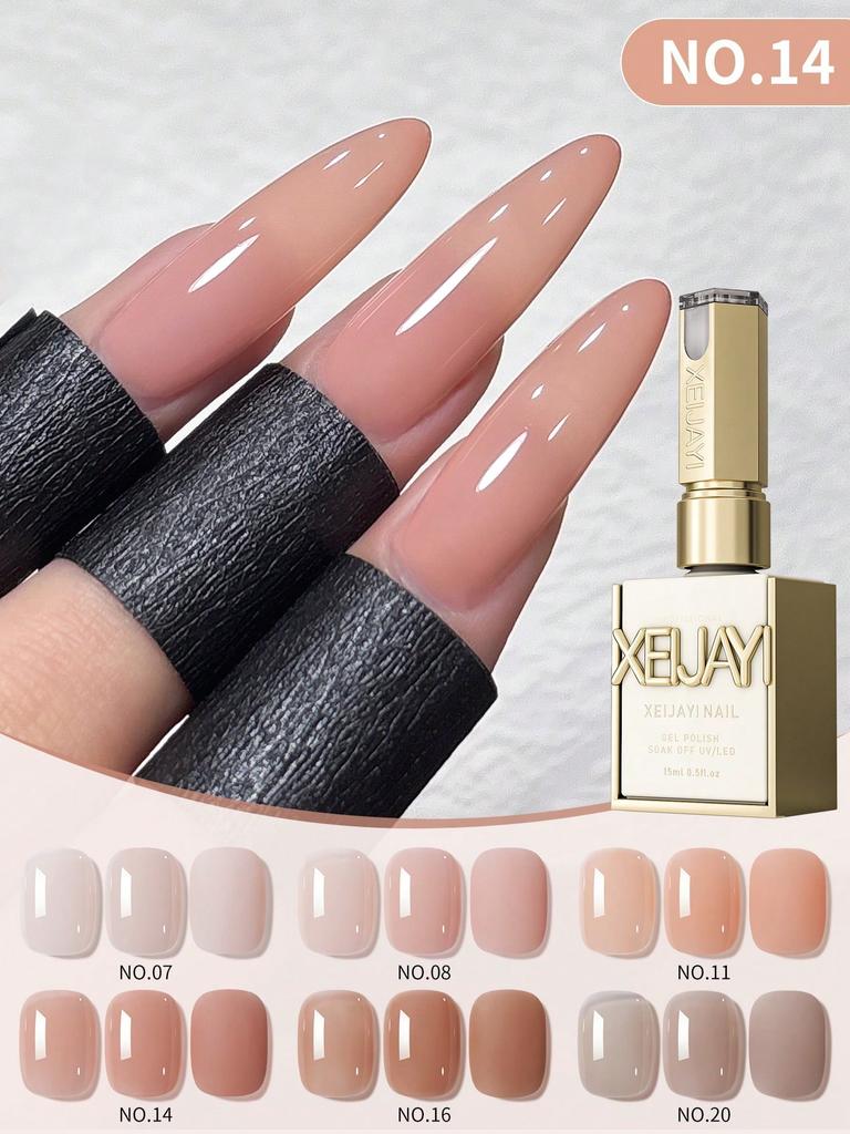 Nail Polish Gel Jelly Ice Transparent Nude, UV LED Nail Gel Polish, Glossy Finish, For Nail Salon And DIY