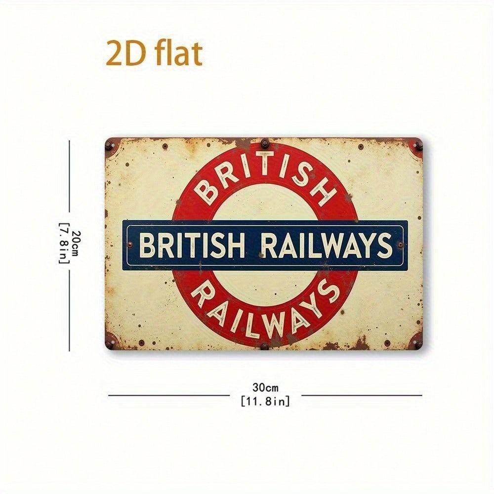 Vintage British Railway Train Tin Sign Metal Wall Art 8x12 Inch Rustic Pub Bar Decor