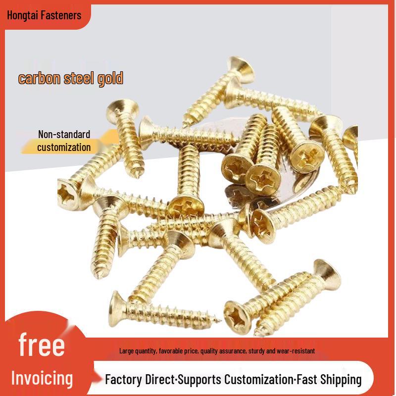 Copper Plated Gold Countersunk Cross Head Self-Tapping Wood Screws (M2, M2.3, M2.6, M3)