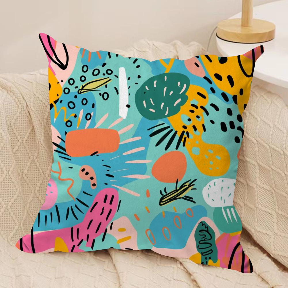 Cute Graffiti Cushion Cover Pillowcase Ultra Soft Skin Friendly Fabric Cloud Like Comfort & Concealed Zipper
