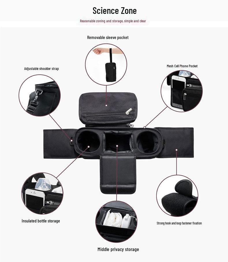 Geantă de depozitare universală agățată pentru cărucior de bebeluș - Accesorii organizatorice cu vânzare rapidă cu coș pregătit pentru mașină