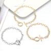 2pcs/lot Gold Color Stainless Steel Round OT Clasps Chain Bracelets For DIY Men Women Fashion Bracelets Jewelry Gift Accessories