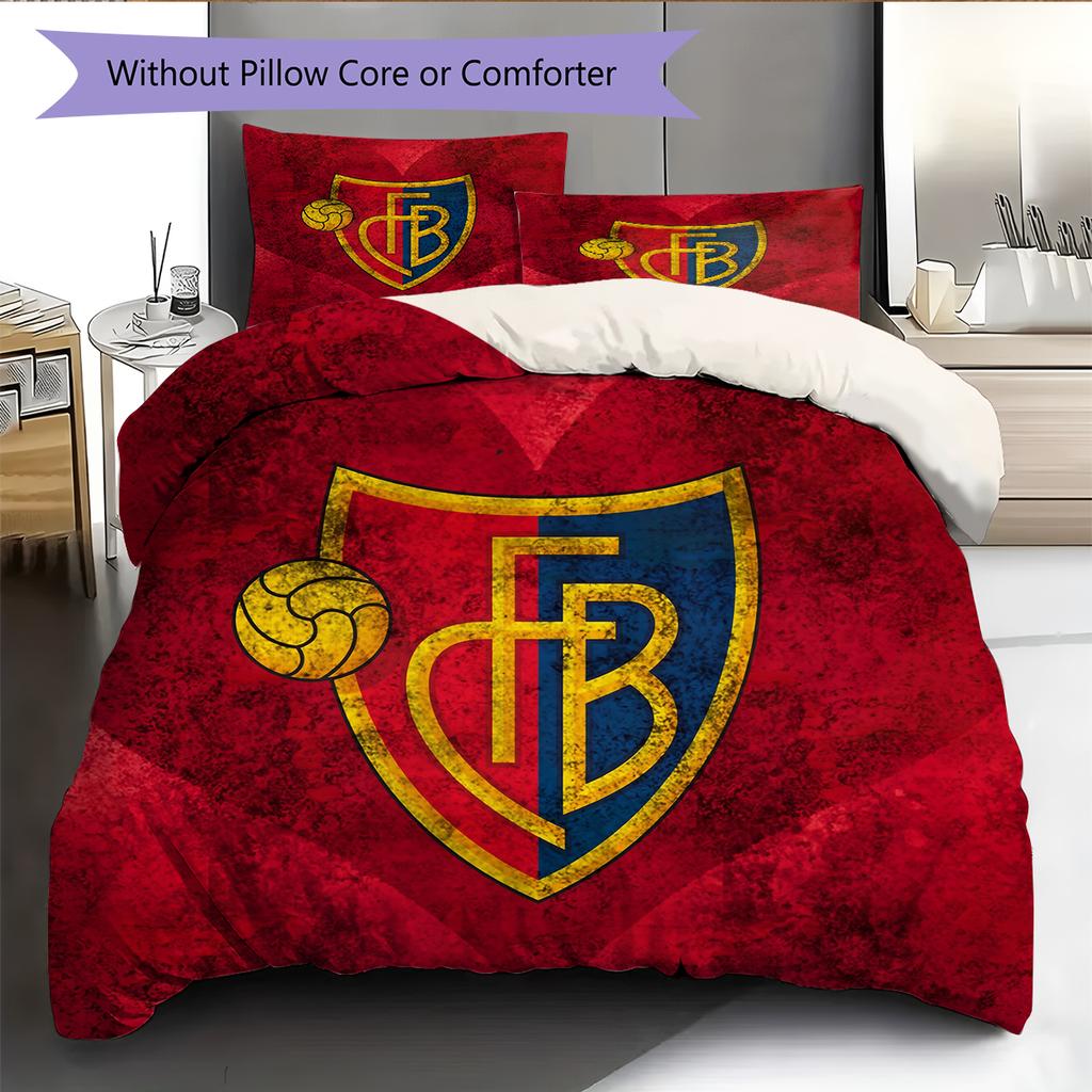FC Basel Vzorované povlečení Domácí dekorace Narozeninový dárek (1 * povlak na peřinu + 2 * povlak na polštář, bez jádra)