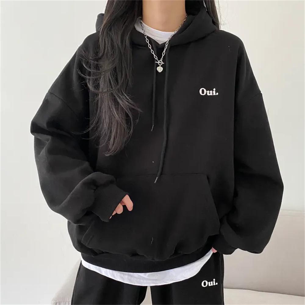 

Флисовый женский спортивный костюм-двойка - Свободный крой, трендовая корейская мода, доступен в 4 цветах для весны, осени и зимы XL