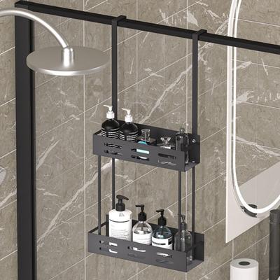 Étagère de Rangement Suspendue pour Douche Forte Portance Assemblage Facile Double Couche Panier Organisateur de Salle de Bain