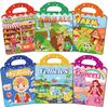 6pcs/set Children Sticker Book Cartoon Scene Reusable Sticker Books Bubble Jelly Paste Sticker Toys Learning Classic Toys