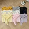 Solid Color Knitted Shawl Scarf Lightweight Sun Protection Scarf Japanese Style Shawl Wrap Summer