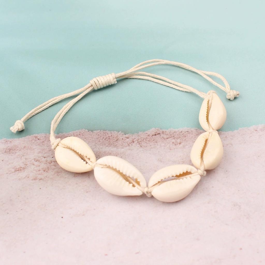 Fashion Handmade Braided Shell Necklace Bracelet Jewelry Set For Women Bohemian Summer Beach Resort Vocation Accessories Gift
