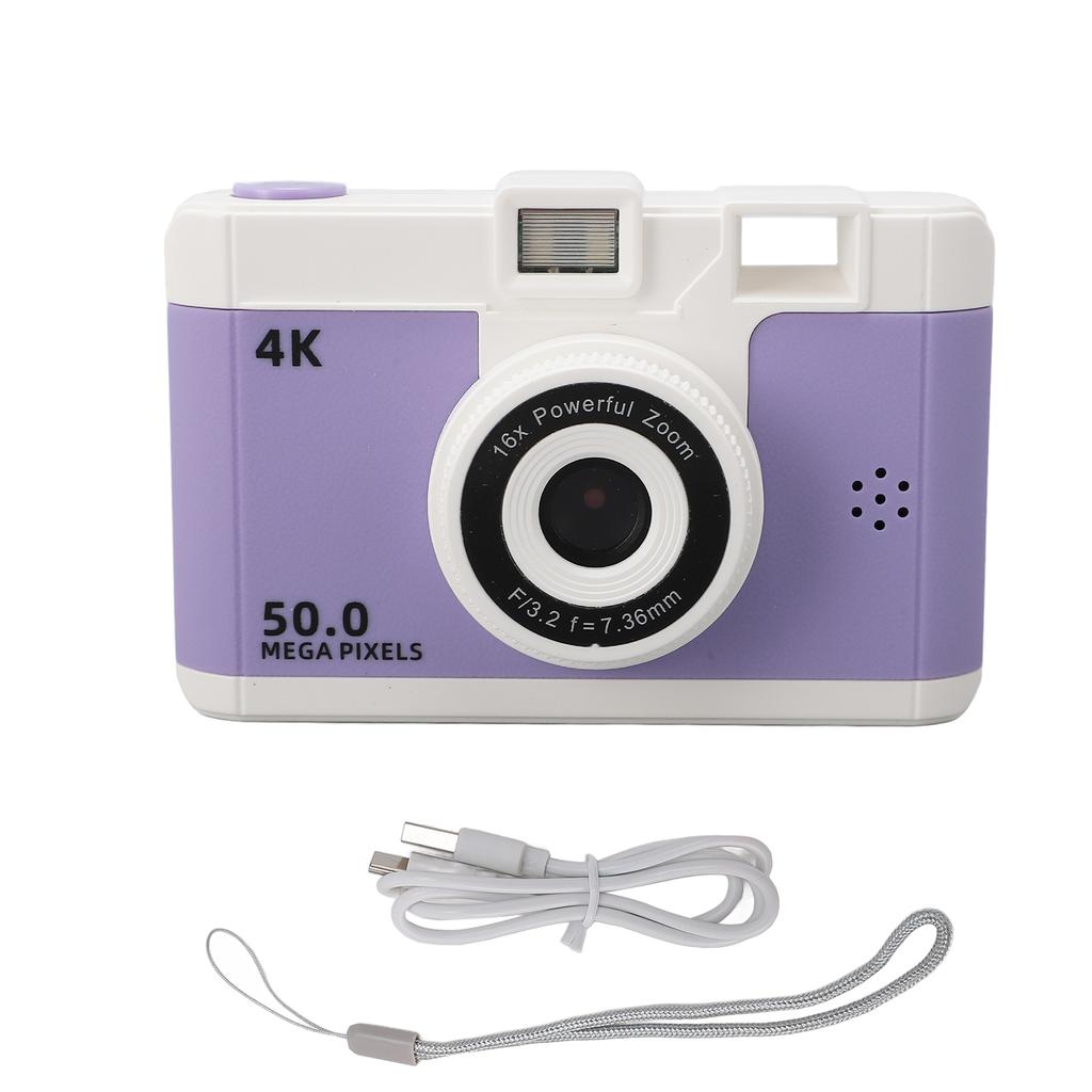 50MP 1080P Digitalkamera, Doppelkamera vorn und hinten, kompakte kleine Kamera mit 8-fachem Digitalzoom, 2,4 Zoll