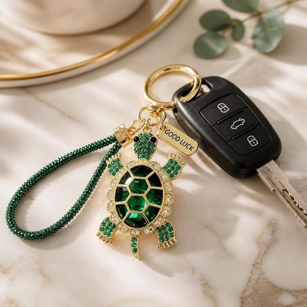Good Fortune Turtle Keyring Imitation Crystal Animal Pendant Cute Turtle Keychain Girlfriend