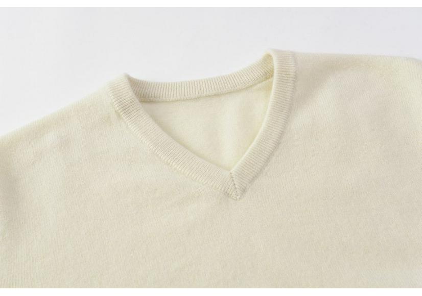 Men's 100% Cashmere V-neck Short Sleeve Pullover Sweater