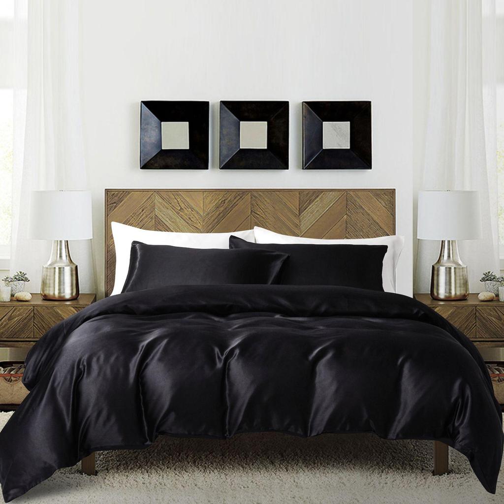Satin Silk 3-Piece Bedding Set: Duvet Cover, Pillowcase, Pillow Core Cover