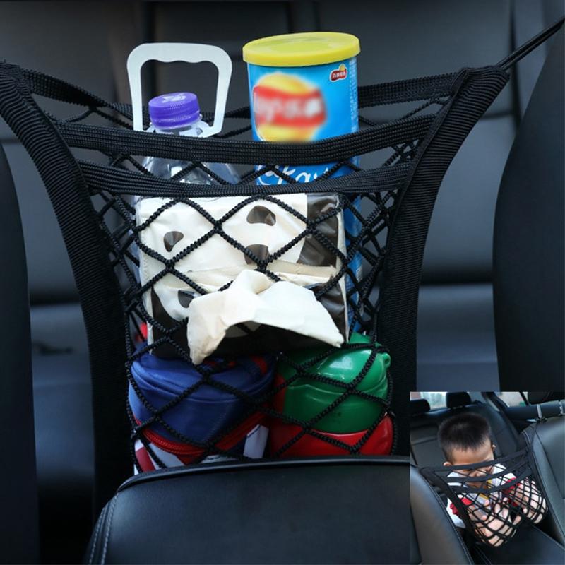 Car Elastic Storage Net Bag Between Seats Mesh Net Back Rear Trunk Seat Elastic String Net Car Styling Storage Bag Pocket Cage